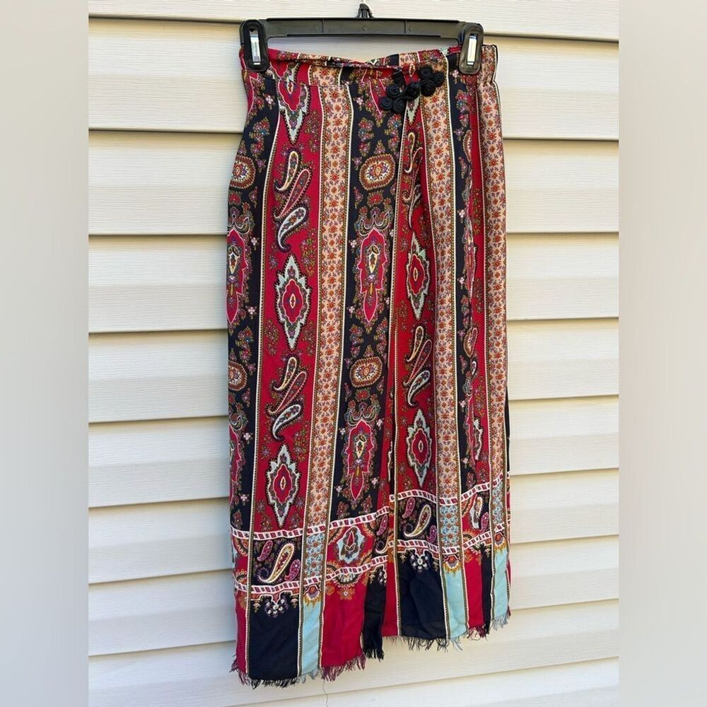VTG Susan Bristol size 6 patchwork paisley broomstick 90’s holiday skirt